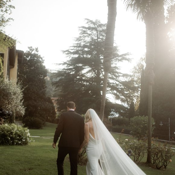 Cathedral Length 118 inches Veil, Scallop floral lace applique with sequins - Picture 2 of 5